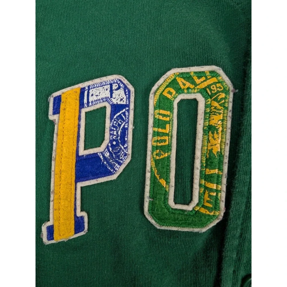 Polo Ralph Lauren Youth S Hoodie Green/Blue Button‎ Front Multicolor SpellOut